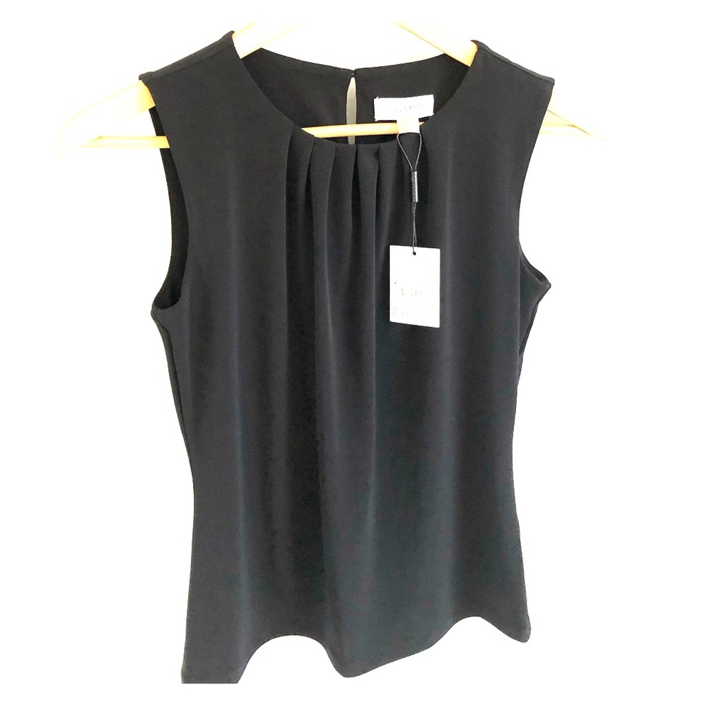 NWT Calvin Klein Black Sleeveless Shirt 2 Petite